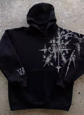 Hand Painted手绘blackred暗黑Original y2k tattoo PUNK朋克卫衣