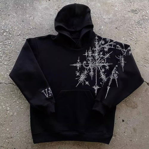 Hand Painted手绘blackred暗黑Original y2k tattoo PUNK朋克卫衣