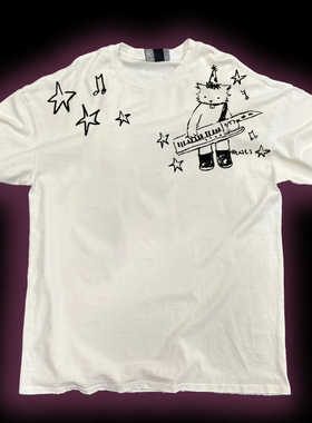 手绘HandPainted美式蜘蛛短袖纯棉hiphop病娇Yandere黑红blackre