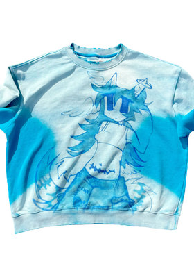 网络流浪汉涂鸦喷绘轻亚文化黑色黑红叛逆鬼马怪诞穿搭吊染卫衣