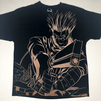 blackred黑红手绘动漫枪神Trigun冷酷无情暗夜禁忌青年短袖