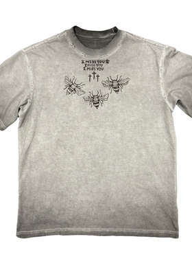 PUNK嘻哈rare短袖宽松街头chicano小领口gothgirl手绘HandPainted