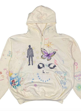 网络流浪汉！EMO系黑色伤心卫衣男女同款春秋百搭土酷风复古虚拟