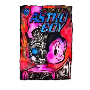 vintage铁臂阿童木Astro Boy喷绘Inkjet printing短袖hiphop黑红