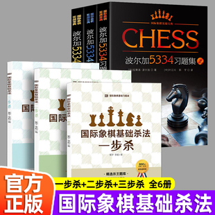 国际象棋基础杀法 一步杀 二步杀 三步杀 国际象棋实战宝典 波尔加5334习题集 全套6册 大师三人行 国际象棋入门棋谱教学教程