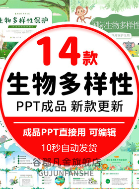 生物多样性保护公益宣传PPT模板国际生物多样性日增强生态意识PPT