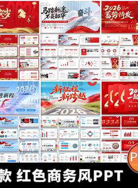 2026马年年终工作总结项目红色商务岗位述职报告通用动态ppt模板