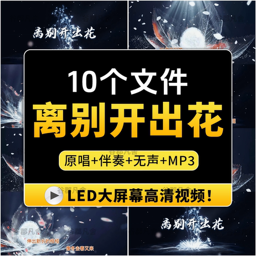 离别开出花歌曲伴奏音频MP3表演出舞台舞蹈大屏幕LED背景视频素材