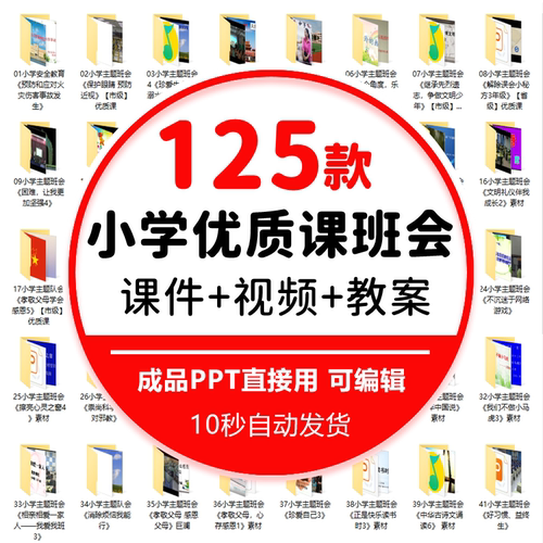 小学一二三四五六年级班会优质公开课视频教程+ppt课件+教案+音频