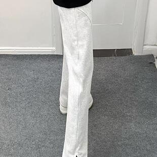 PIECEMEAL 白花灰微喇拉链开叉美式卫裤子春季设计感直筒休闲长裤