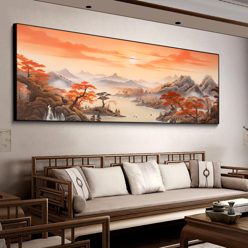 国画意境山水画新中式客厅装饰画