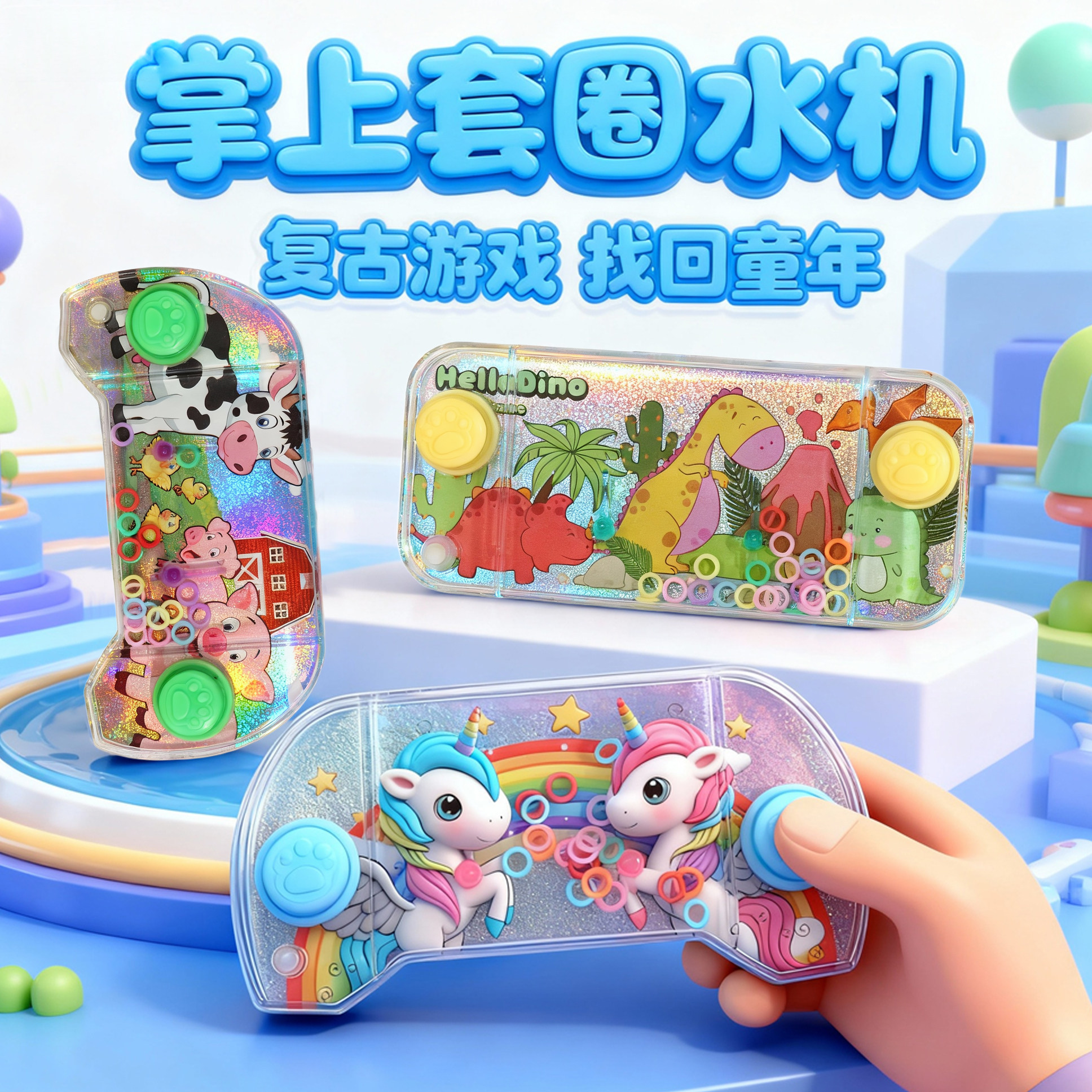 儿童水机游戏机套圈圈经典怀旧水中水里套圈小学生益智玩具小礼物,玩具/童车/益智/积木/模型,投掷套圈,淘宝优惠券,粉丝福利购,淘宝优惠卷