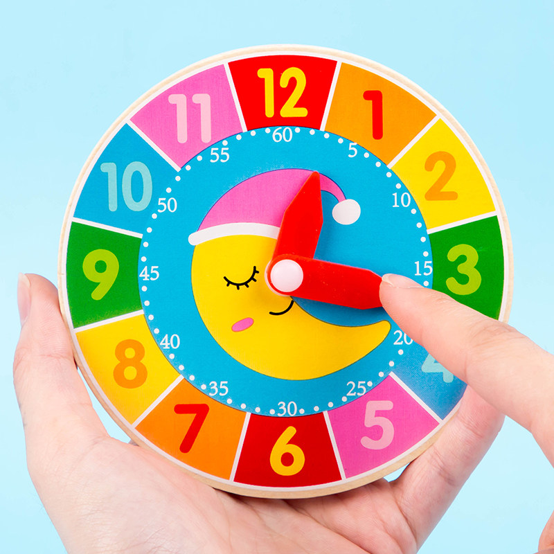 幼儿园认识时钟玩具儿童认知时间木质钟面表教具数学时钟学具模型
