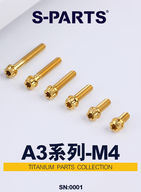 S-PARTS钛合金螺丝A3标准头M4*10/20/30摩托车汽车高强度螺栓斯坦