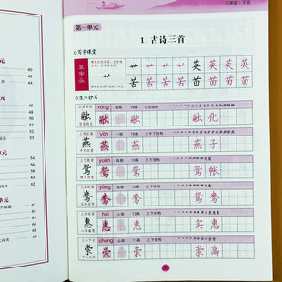 三年级下册同步练字帖人教部编版 三3年级下学期生字练字帖临摹描红本正楷书法字帖罗杨字帖写字课课练硬笔书法字帖一笔好字字帖