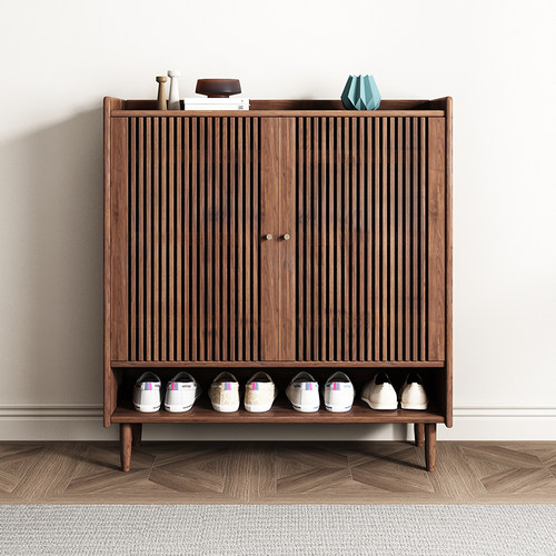 实木格栅鞋柜家用门口储物柜