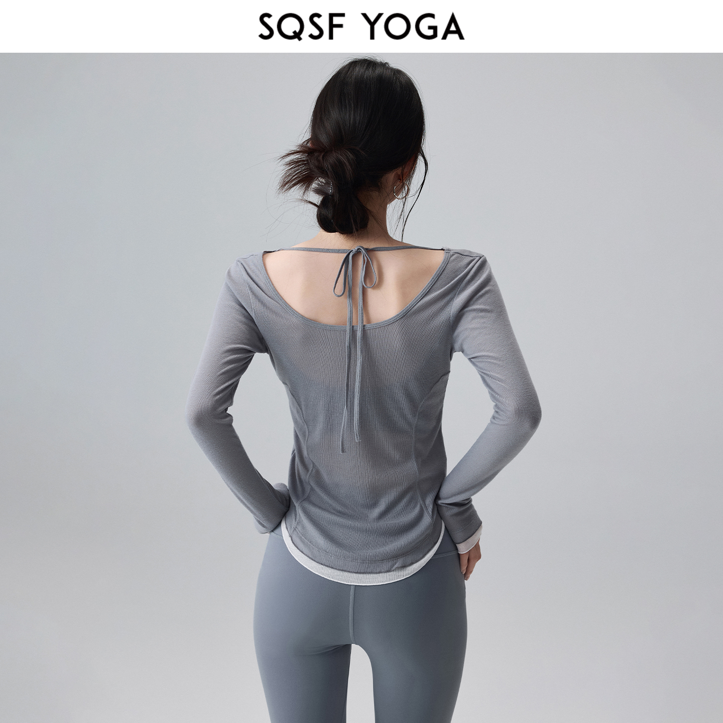 SQSF美背瑜伽服罩衫女轻薄透气运动上衣普拉提跑步训练健身服长袖
