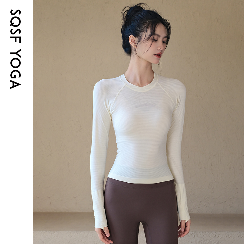 SQSF瑜伽服女春夏款紧身显瘦圆领