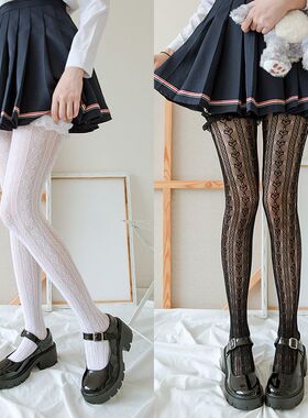 蕾丝过膝洛丽塔薄袜子jk长筒袜萝莉黑色lolita大腿女仆高筒渔网袜