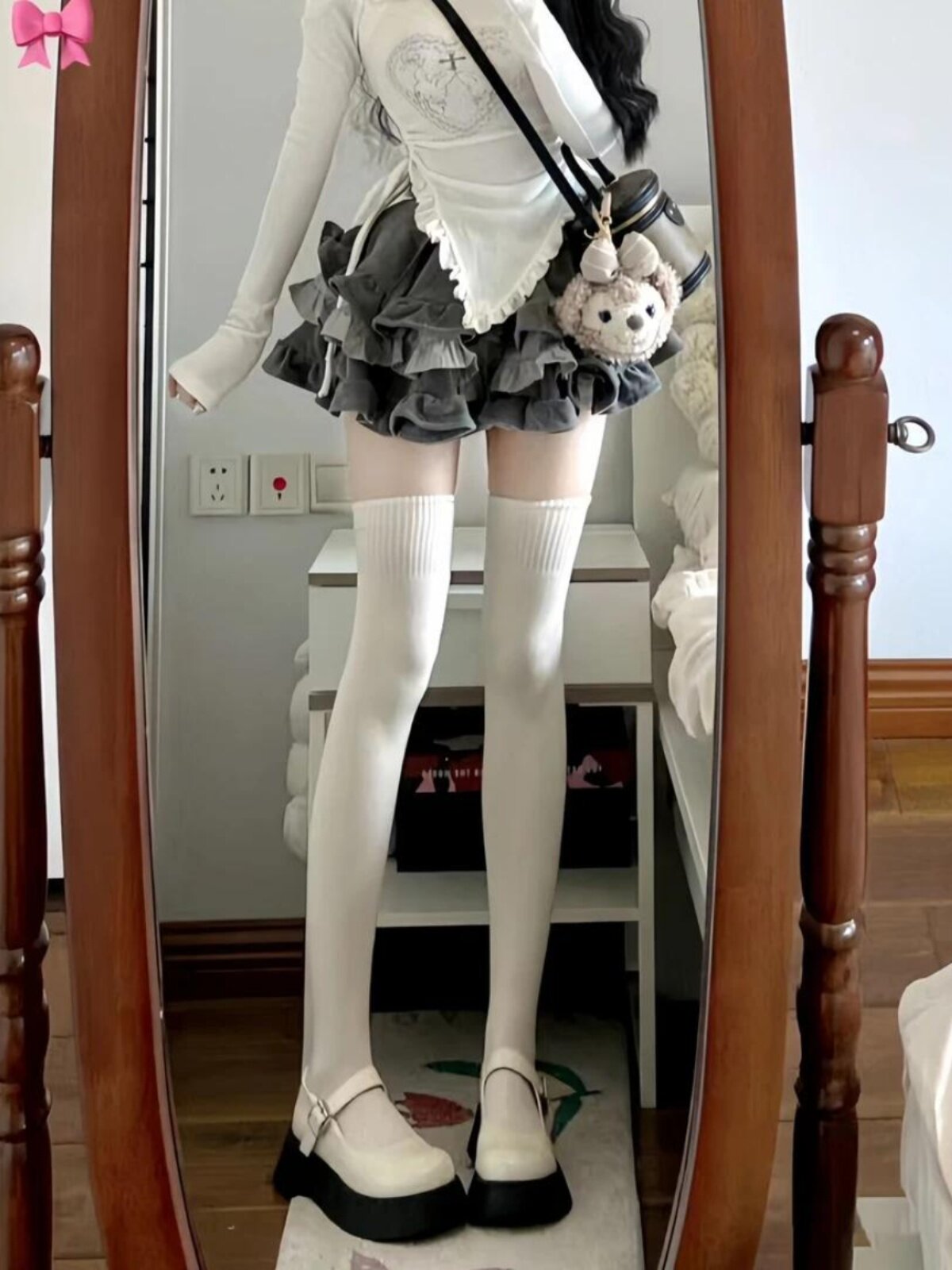 jk过膝棉袜百搭秋冬款加绒女生高筒长袜纯欲白色加厚压力瘦腿袜子