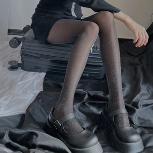 夜店珠光银丝微闪亮春夏薄款 袜 性感黑丝袜jk辣妹纯欲白肤打底连裤