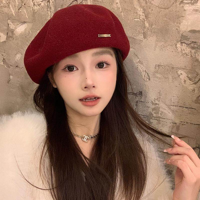 红色帽子女冬季澳洲纯羊毛呢贝雷帽女文艺复古大头围画家帽显脸小,服饰配件/皮带/帽子/围巾,帽子,淘宝优惠券,粉丝福利购,淘宝优惠卷