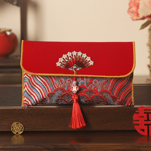 结婚专用高档万元刺绣布艺红包