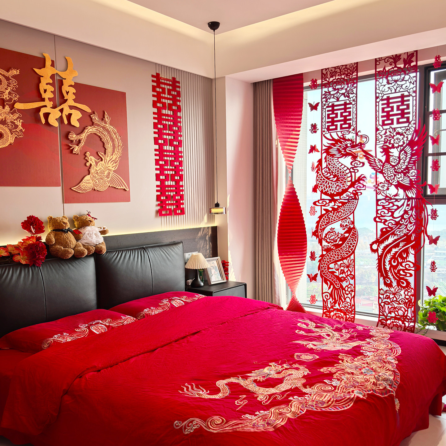 婚房布置套装立体龙凤KT喜字贴结婚装饰男女方卧室床头背景囍挂饰,节庆用品/礼品,婚房装扮用品,淘宝优惠券,粉丝福利购,淘宝优惠卷