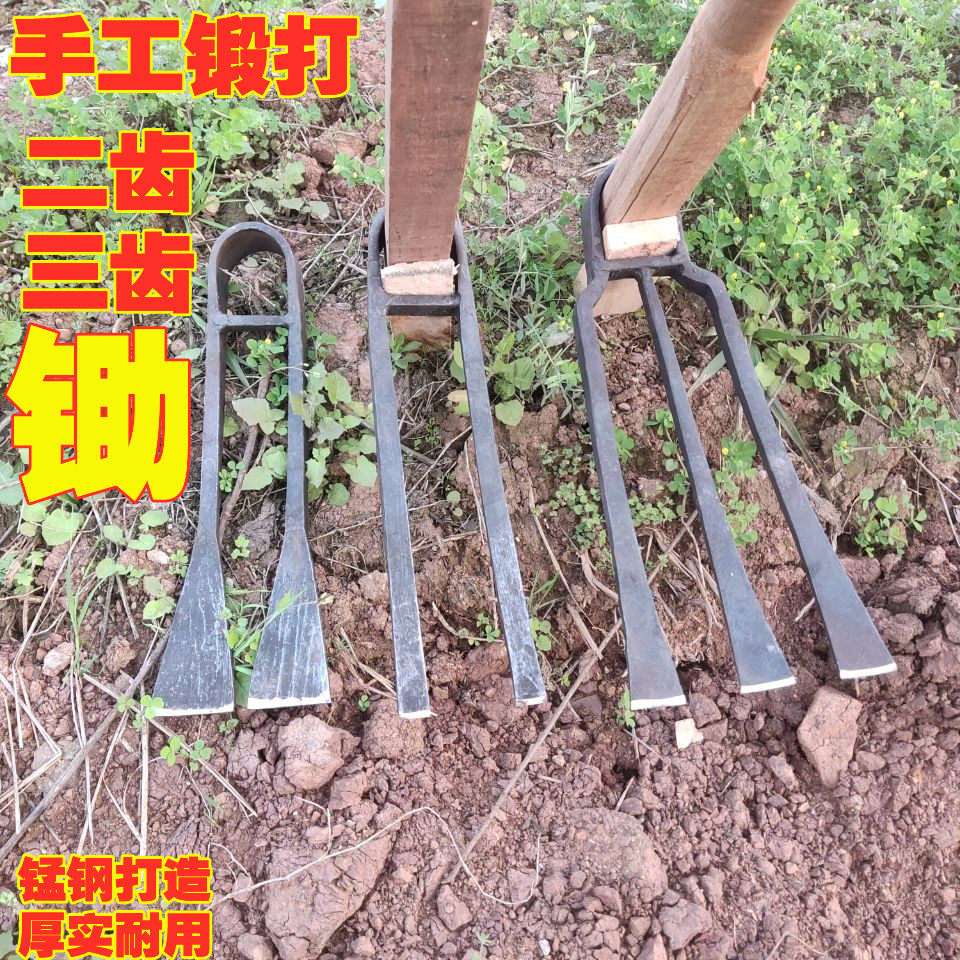 农用锄头农具挖土开荒种地二齿三齿锄头松土种菜户外挖笋锻打锄头,鲜花速递/花卉仿真/绿植园艺,锄头,淘宝优惠券,粉丝福利购,淘宝优惠卷