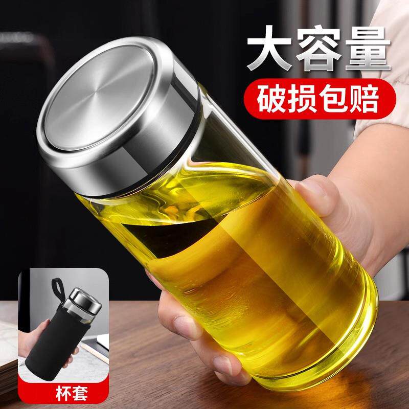 水杯摔不烂钢化玻璃商务单层杯超大容量子加厚车载高档男士透明泡