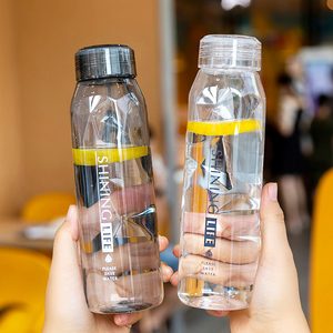 塑料杯男生款运动杯子防摔细长水壶仿矿泉水瓶式简单便携透明水杯