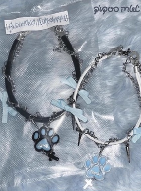 日本てらじ插画师原创手作水色蕾蕾系印花t恤拍立得贴纸挂绳项链