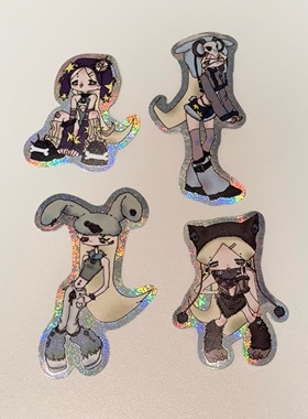 亚亚-共生虫Symbiont原创插画二次元动漫oc周边银葱边手帐贴纸