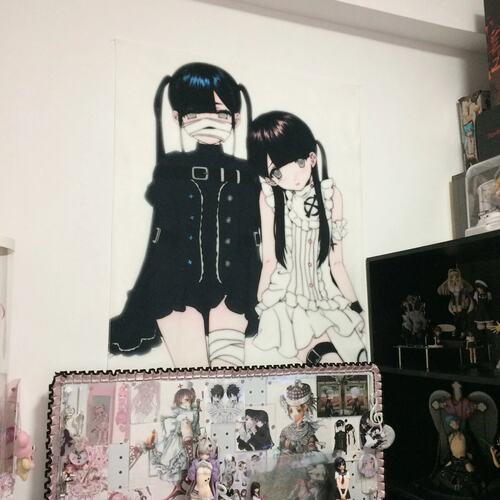原创插画学生宿舍墙装饰痛房布置
