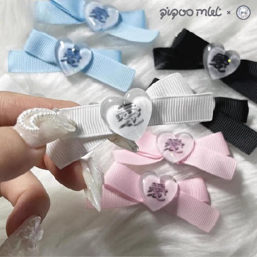 日本てらじ-插画师原创手作亚文化水色蕾蕾系蝴蝶结发夹合集