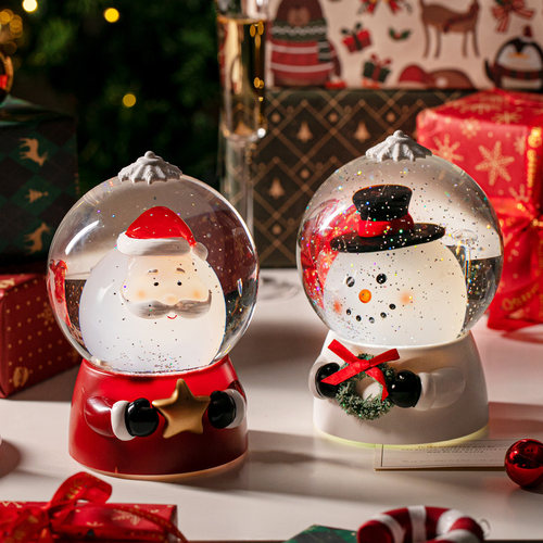 圣诞节圣诞老人雪人飘雪雪花水晶球款音乐盒八音盒儿童生日礼物