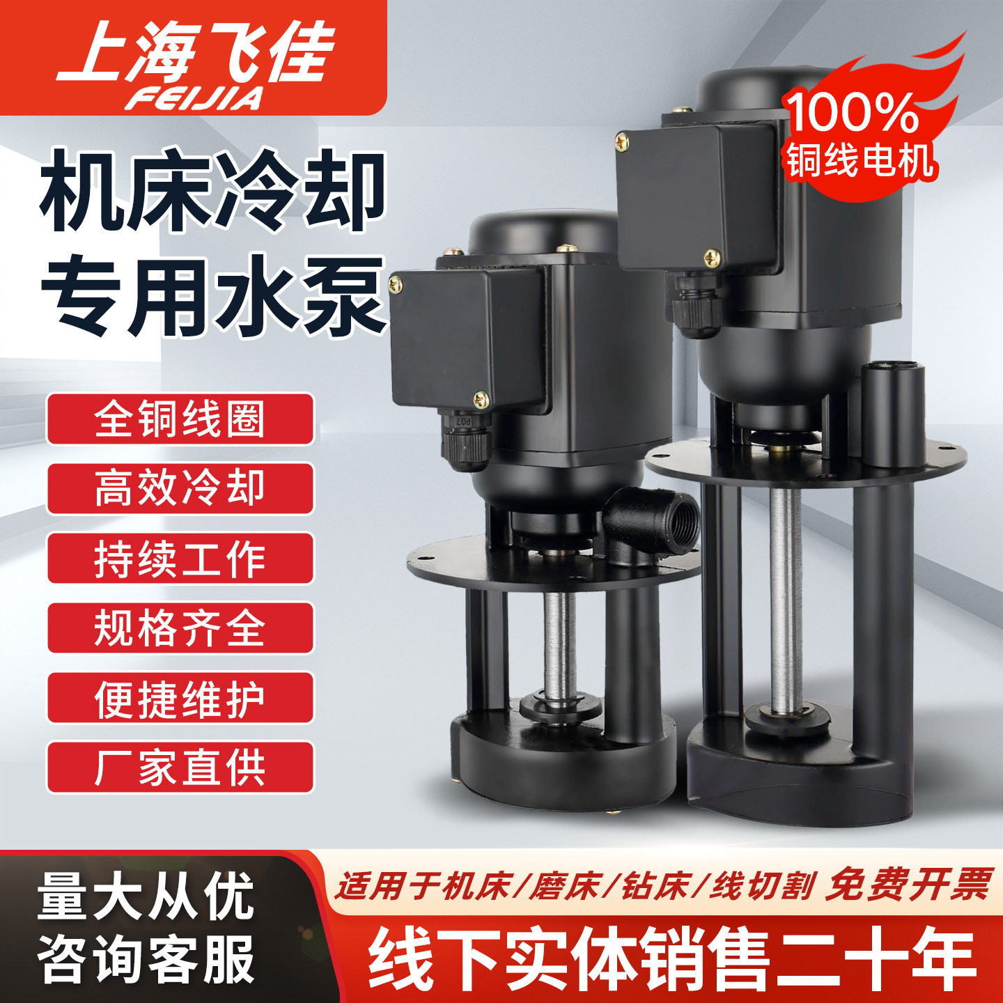 上海飞佳纯铜线电机机床冷却泵图片