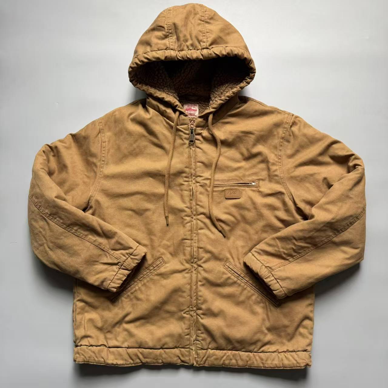 日系复古重磅纯棉水洗连帽棉衣