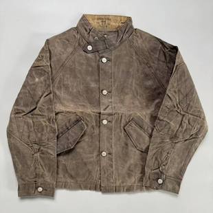 潮牌货尾 美式复古油蜡夹克男立领硬汉风猎装夹克做旧防水外套