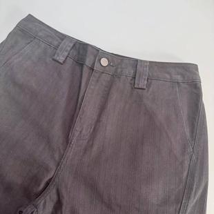 厚实 重磅水洗纯棉 日系条纹宽松休闲裤春秋简约通勤做工好直筒裤