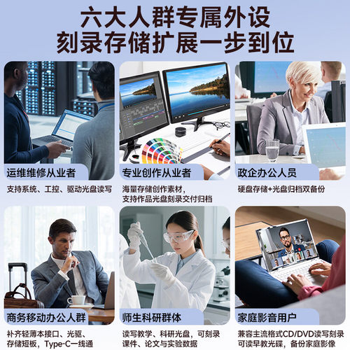 纽曼Type-C/USBUSB外置移动光驱刻录机8倍速免驱扩展坞硬盘盒适DS