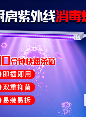 厨房紫外线消毒灯家庭家用室内可移动便携uvc灭菌蓝光杀菌led灯管