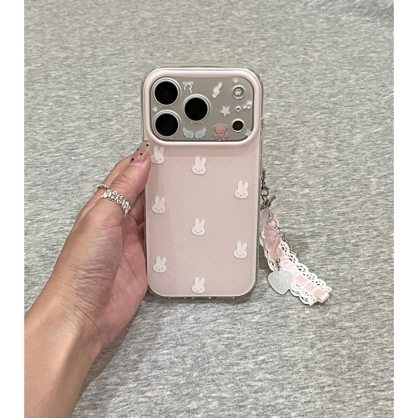 少女简约可爱兔子头像适用苹果17promax手机壳iPhone17女新款16卡通15日韩14网红17Pro防摔16pro保护套