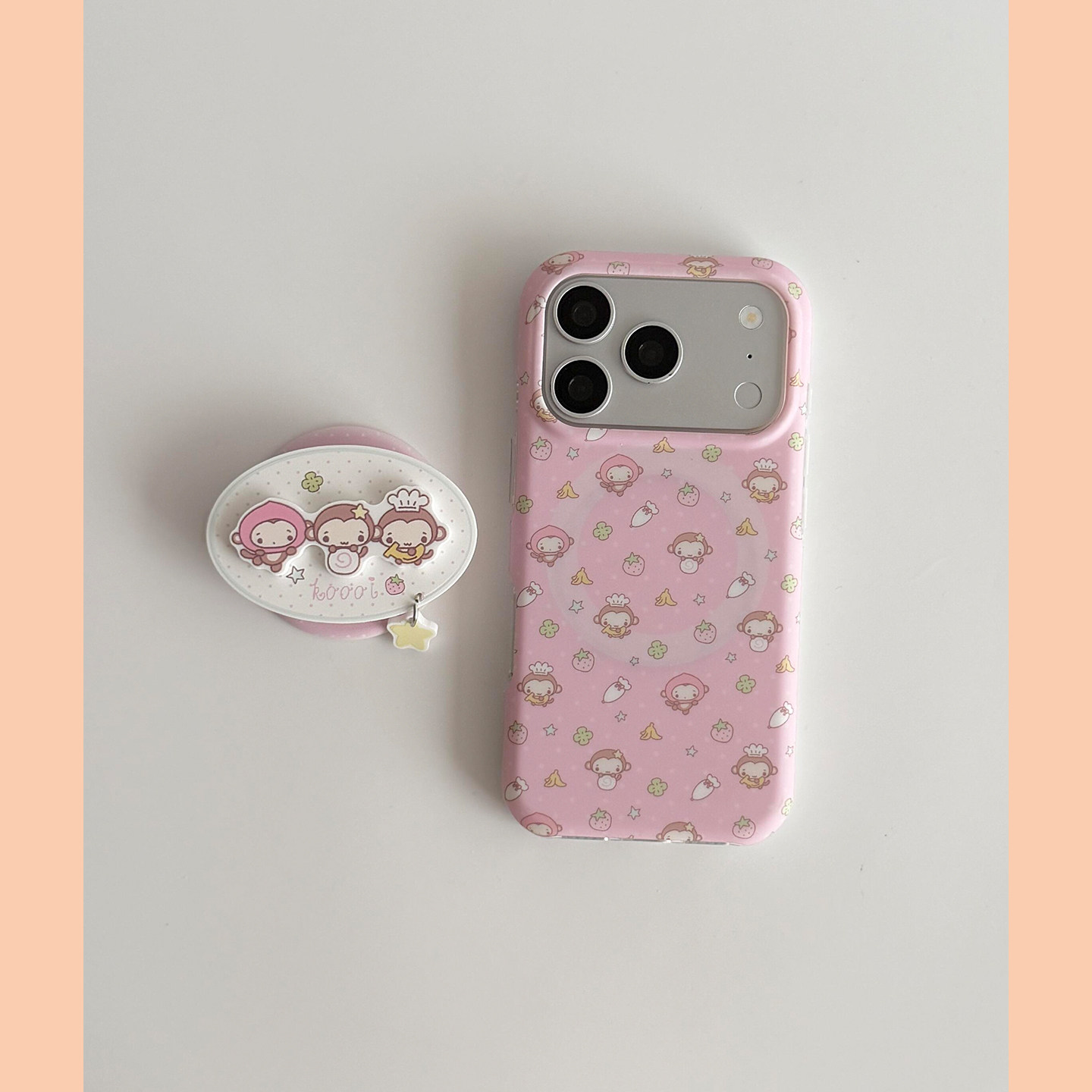 少女超可爱小猴子磁吸支架适用苹果18promax手机壳iPhone17女新款16卡通15日韩17Pro防摔16pro保护套14创意13