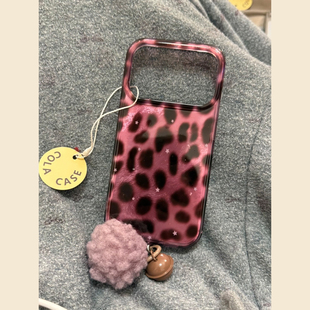 小众锡纸纹紫豹纹星星带挂件适用苹果17promax手机壳iPhone17女新款16高级感15复古风14日韩16Pro防摔保护套