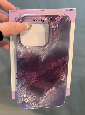 韩系ins风紫色爱心渐变适用苹果15promax手机壳iPhone14网红新款13时尚小众12高级感15Pro防摔14pro保护套11
