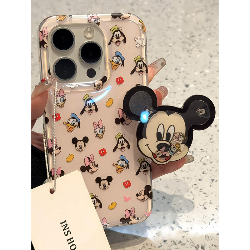卡通可爱米奇米妮唐老鸭适用苹果16promax手机壳支架iPhone15女新款14个性16网红15Pro防摔14pro保护套13小众