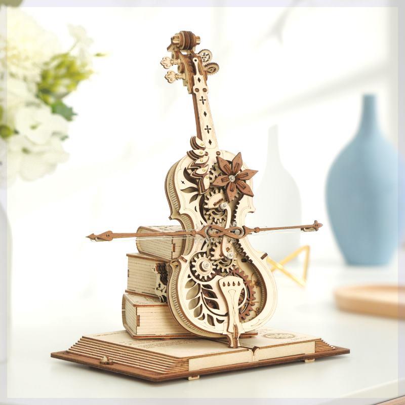 若客大提琴八音盒 diy拼装模型玩具创意礼物送女生浪漫精致组装
