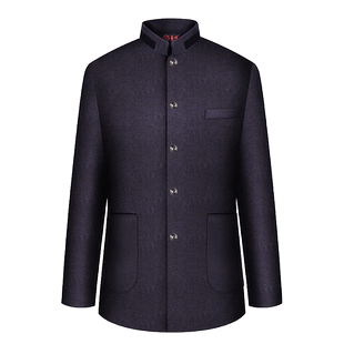 善唯 高档蓝色立领现代款中山装寿衣男全套年轻老人寿服殡葬用品