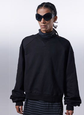 THE AIER a23021短款套头圆领基础休闲百搭国潮oversize堆袖卫衣